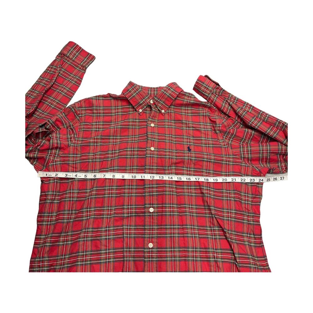 Ralph Lauren Shirt Men's Large Red Green Plaid Relaxed Fit Classic Button-Down - Picture 6 of 8